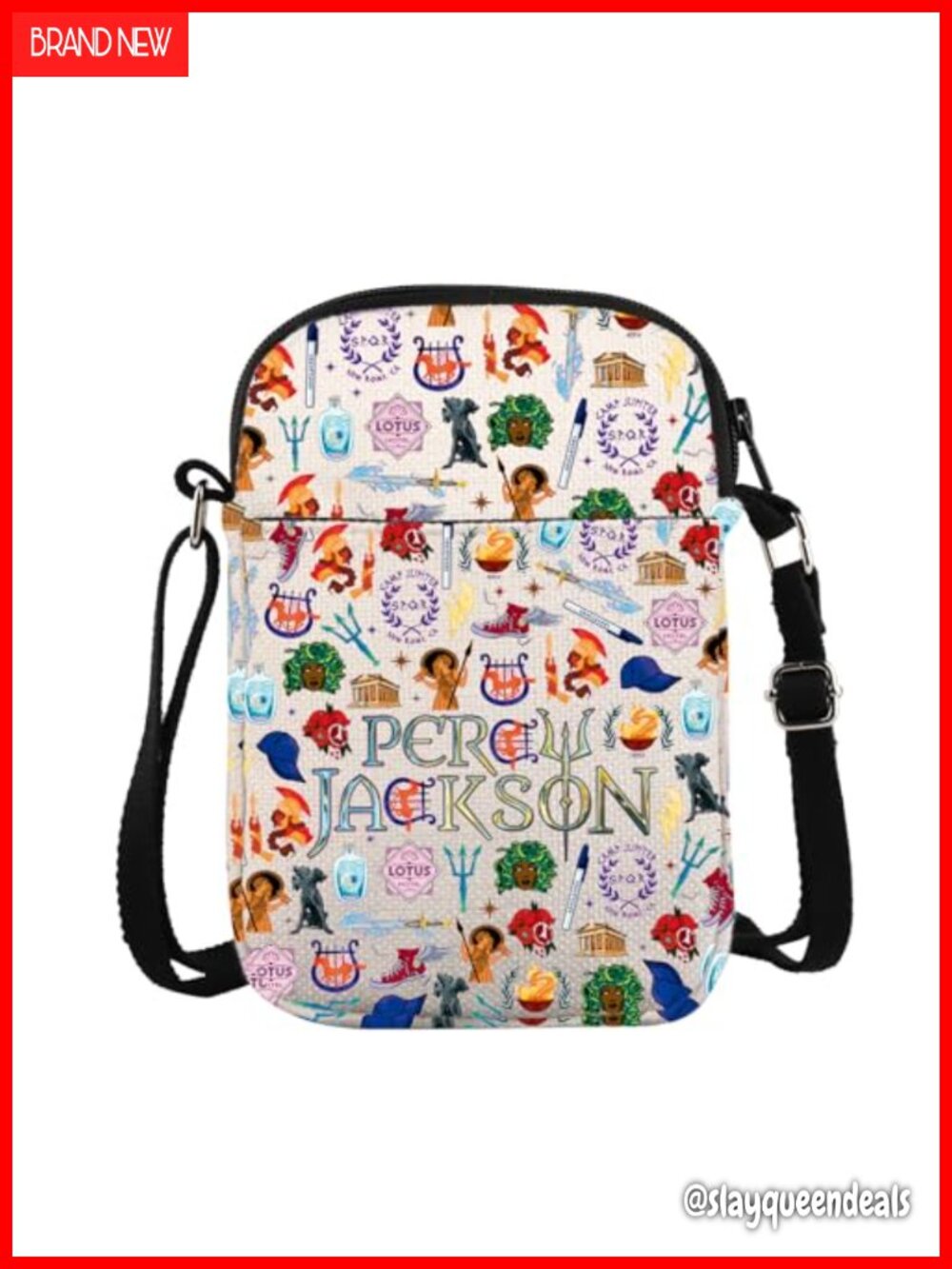Canvas Crossbody Bag Satchel Adjustable Strap Zipper 3 Pockets